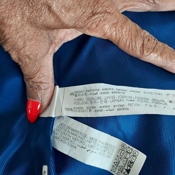 Zara Royal Blue Inverted Lapel Long Blazer Size Small - Picture 13 of 15